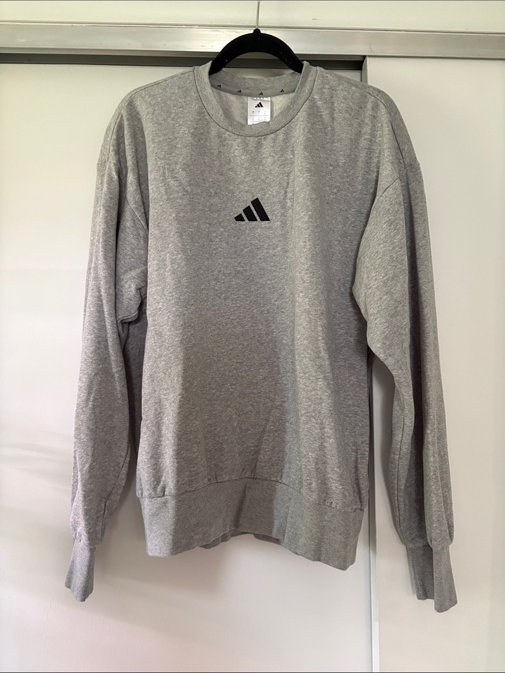 adidas Men’s Large Grey Crewneck Sweatshirt with Black Logo